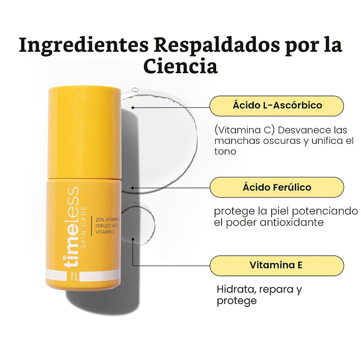 20 % de vitamina C + E suero de ácido ferúlico de 1 oz por Timeless...