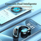 Auricular Bluetooth 5.5 de un solo oído F80 (azul), micrófono con cancelación de ruido ENC, sonido de alta fidelidad, batería larga con pantalla inteligente, luz de respiración, para Android