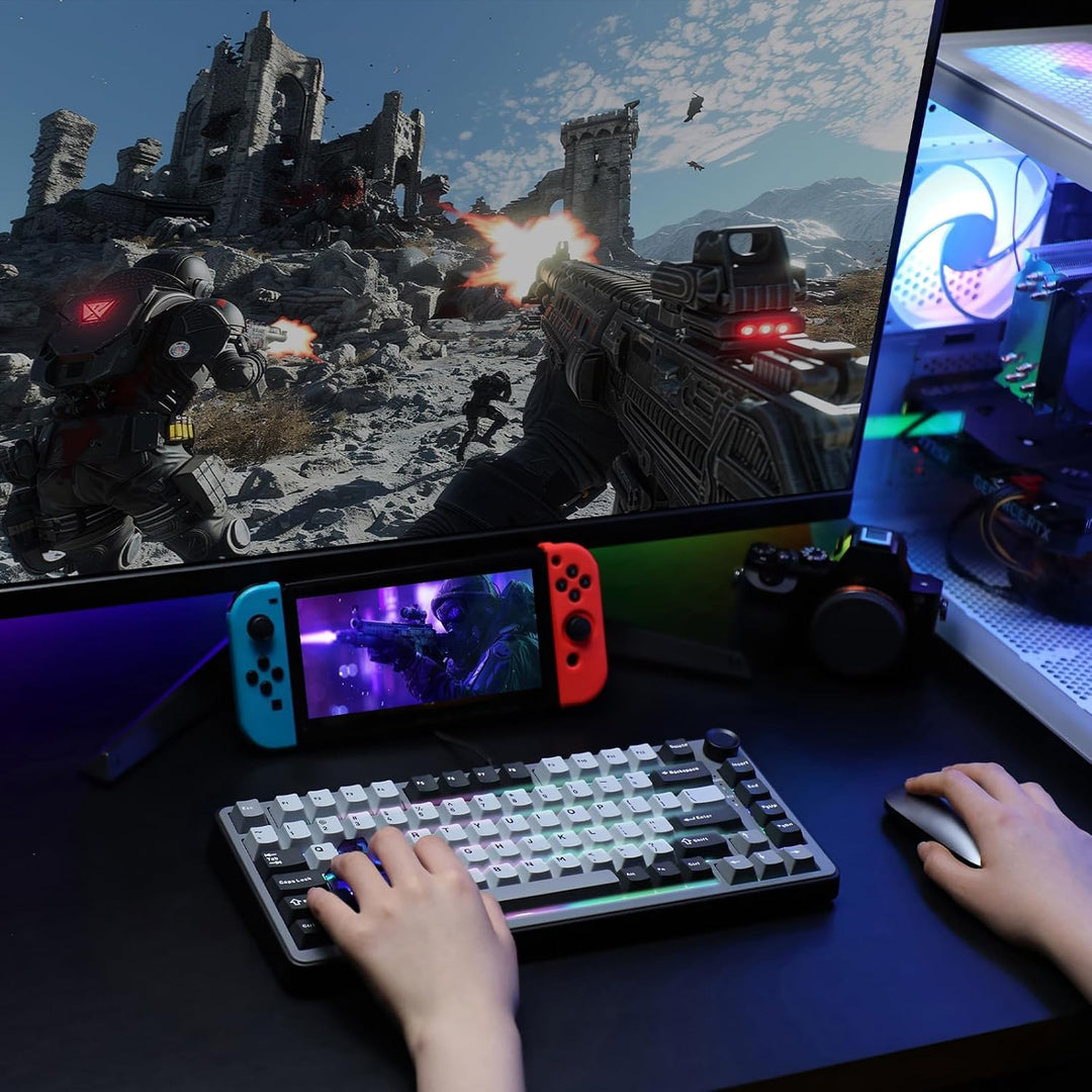 YUNZII RT75 Teclado de juegos con cable de disparo rápido, interrup...