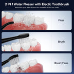 Cepillo de dientes eléctrico 2 en 1 con hilo dental combinado para