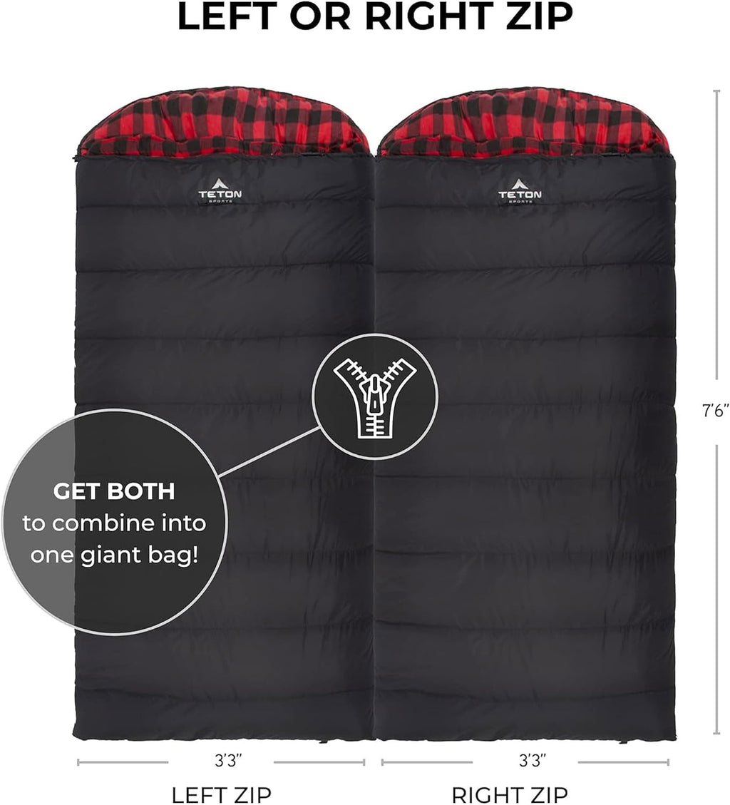 Teton Celsius XXL Sleeping Bag, Bolsas de Dormir para Clima Frío para Adultos y Niños, Acampar Fácil y Abrigado. Incluye Sacó de Compresión