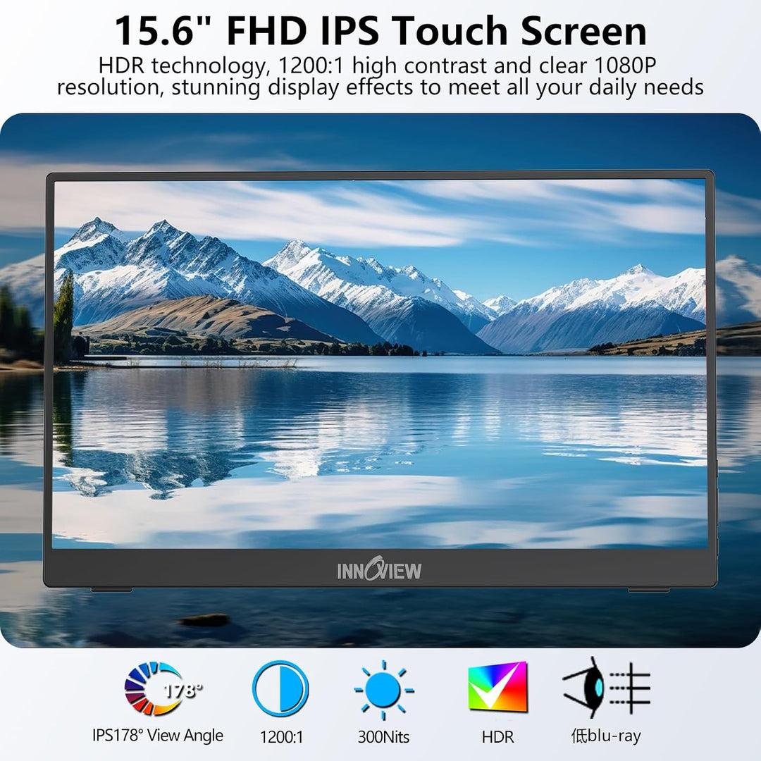 InnoView Monitor portátil con pantalla táctil de 15.6 pulgadas, 108...