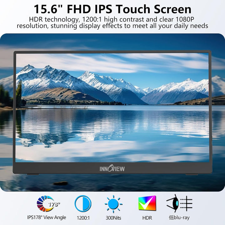 InnoView Monitor portátil con pantalla táctil de 15.6 pulgadas, 108...