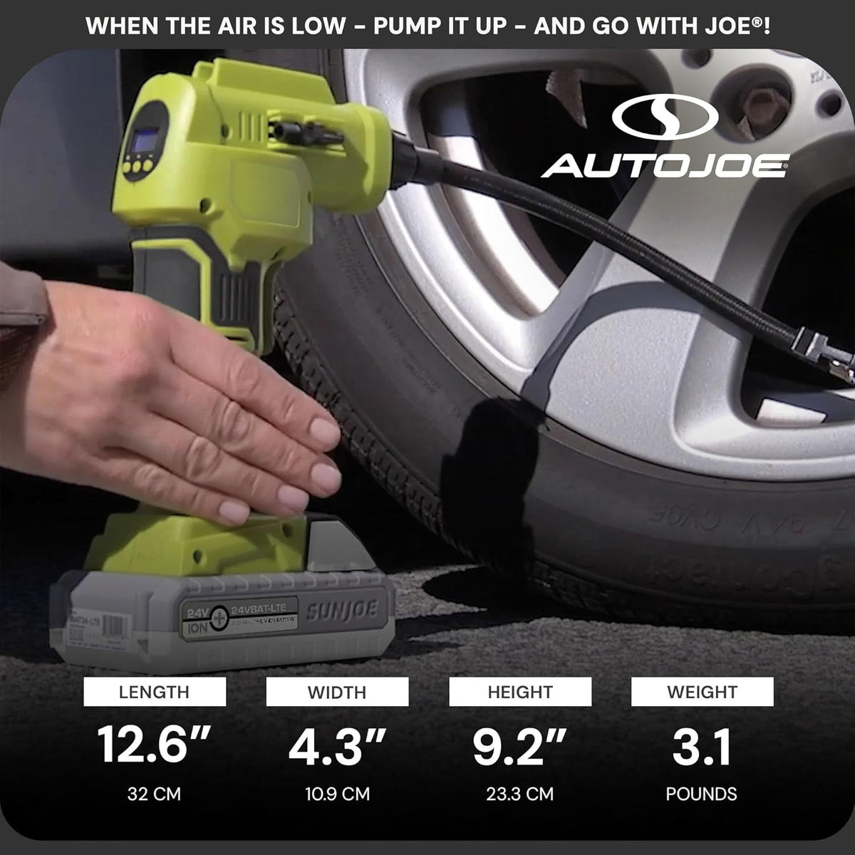 Auto Joe - Kit de compresor 24V-AJC-LTE de aire portátil inalámbric...
