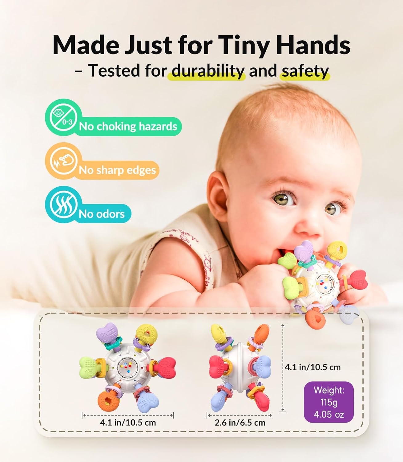 Juguetes Montessori para sonajeros y dentición para bebés