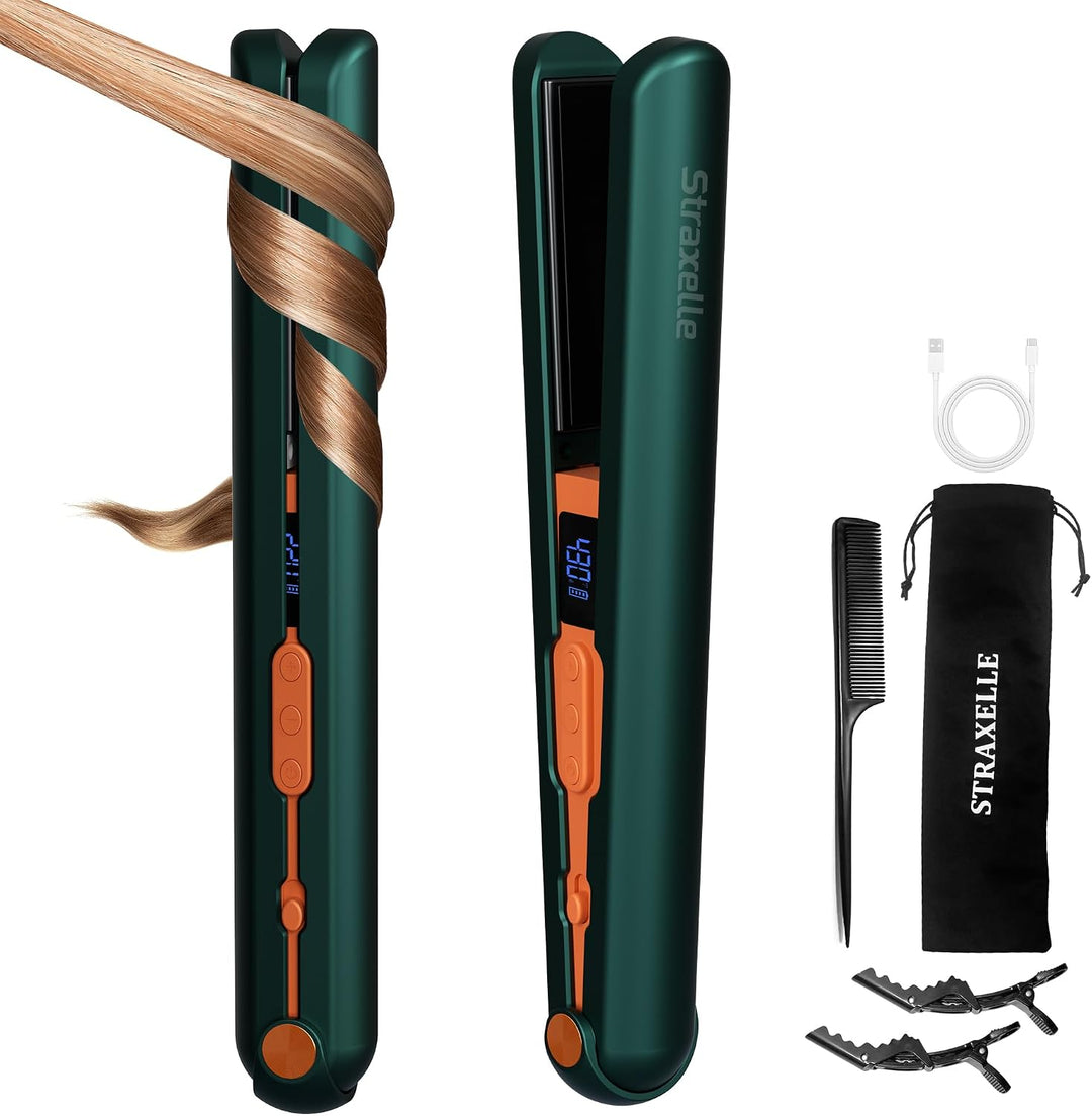 Straxelle Plancha de pelo inalámbrica, plancha plana recargable de...
