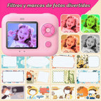 Cámara de impresión instantánea para niños con 5 rollos de papel de impresión, cámara HD 1080P, cámara portátil recargable para selfies, regalos de cumpleaños de Navidad, juguetes para niños y niñas