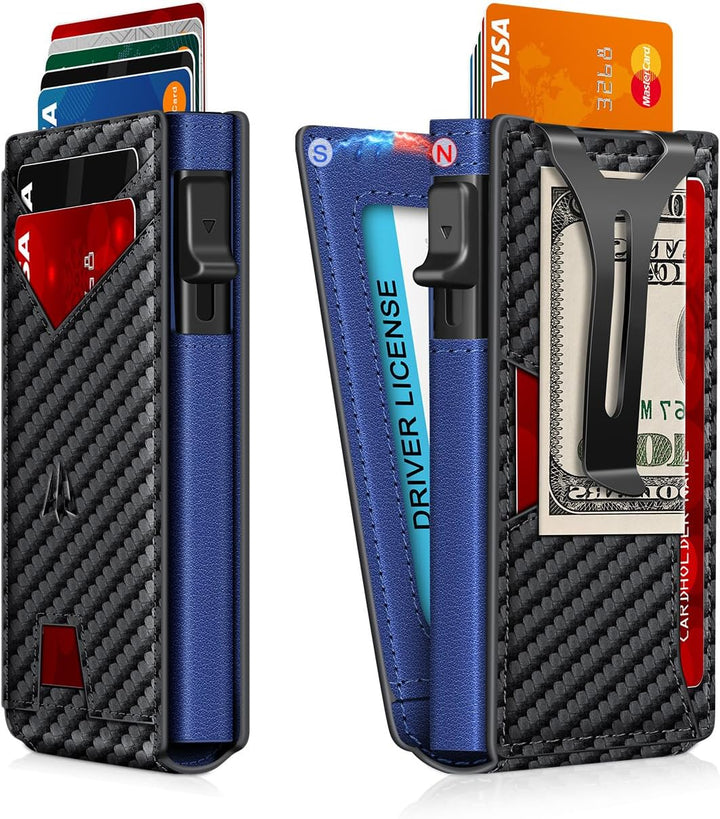Cartera para hombre, delgada y minimalista con clip para dinero y v...