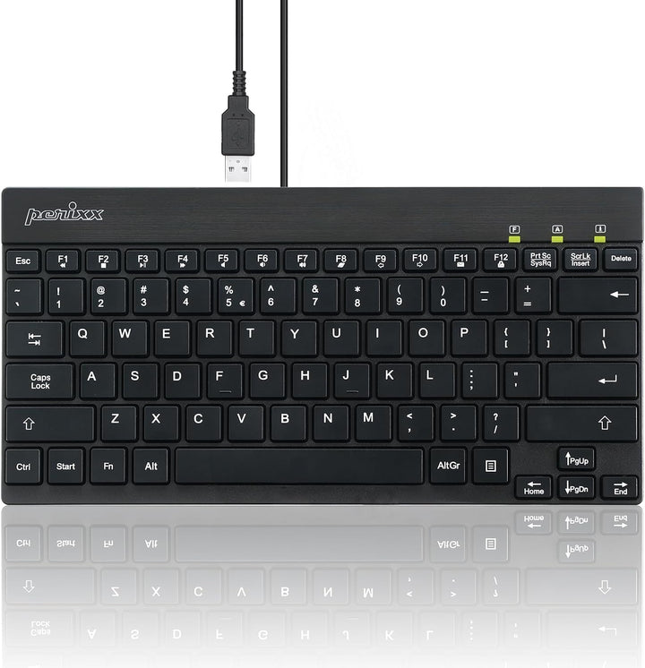 Perixx PERIBOARD-426 - Teclado con cable mini de perfil bajo (USB c...