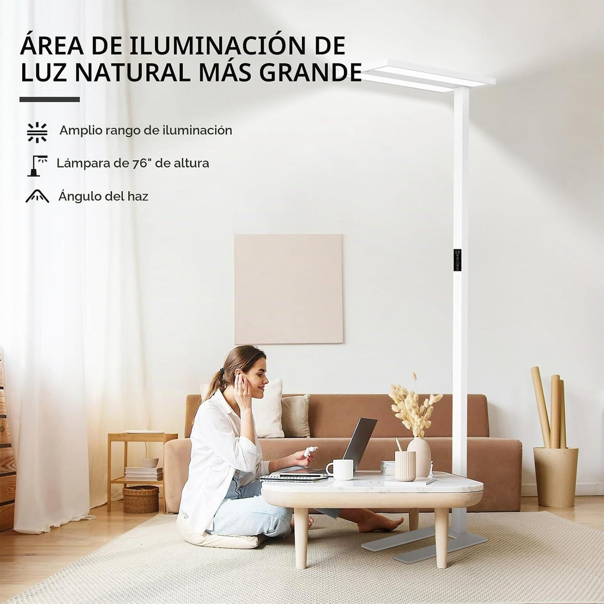 Lámpara 76" lámpara de pie del sensor de movimiento, lámpara derecha