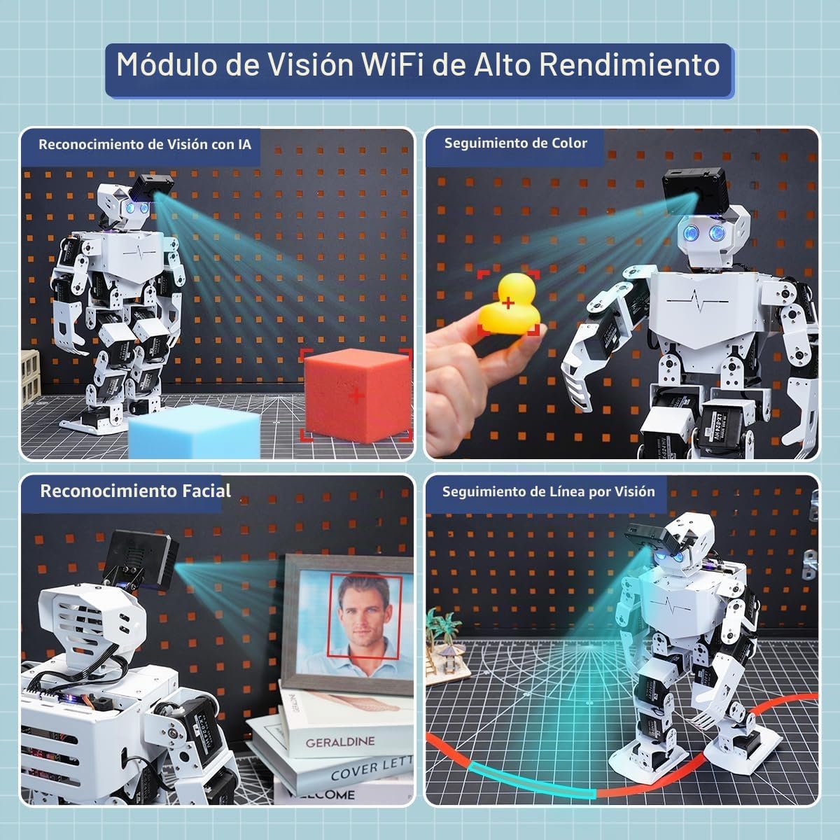 Robot de Interacción Visual y de Voz AI para Arduino Scratch Python Programación 17DOF Robot Humanoide Gran Modelo Proyecto STEM de IA Educación Comando de Voz Caminar Bailar Autopárate Kit Avanzado Tonybot