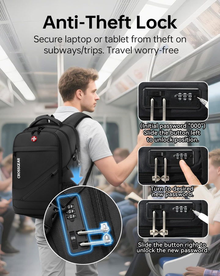 CROSSGEAR Mochila para laptop de 17.3 pulgadas para hombres y mujer...