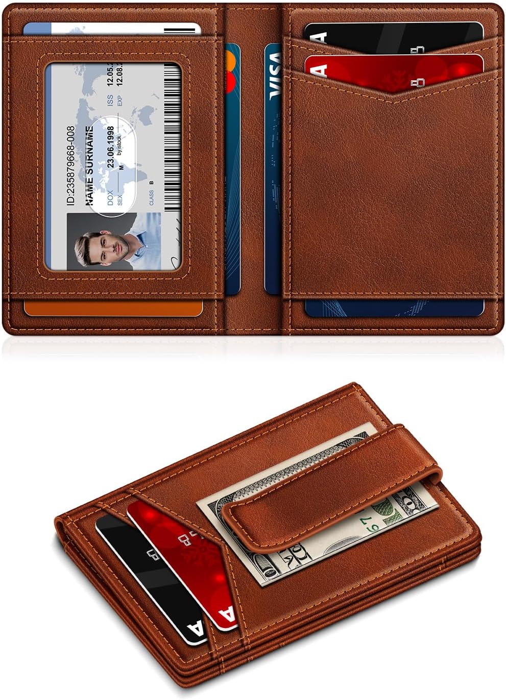 Cartera ZALVEX para Hombre, Carteras de Cuero para 12-15 Tarjetas,...