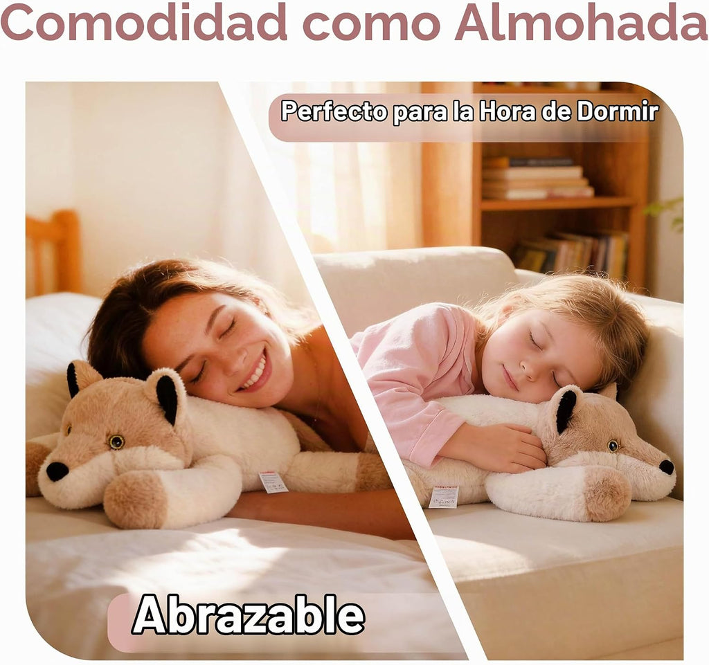 Niuniu Daddy Peluche con peso de lobo, almohada de felpa para niños y