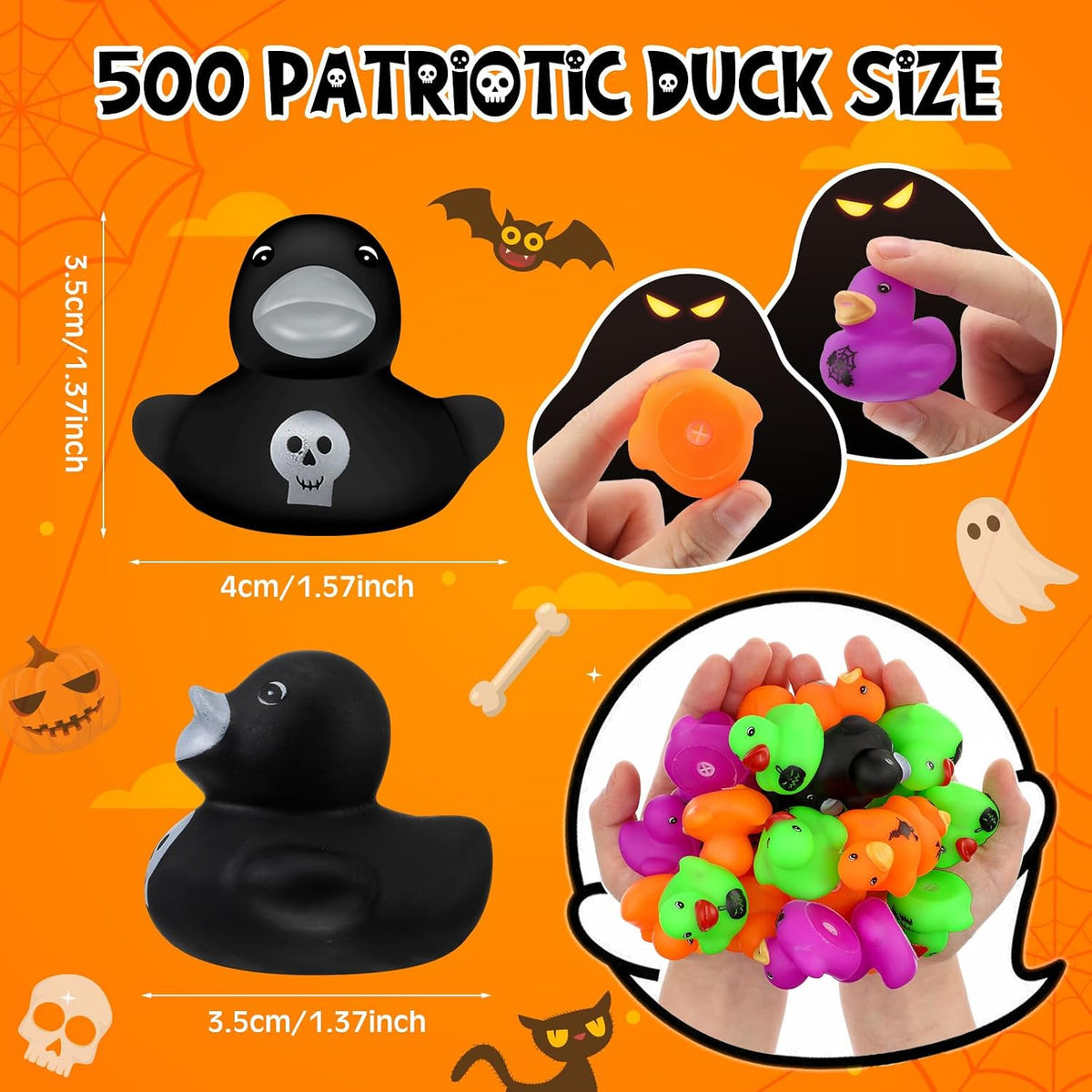200 piezas de patos de goma de Halloween al por mayor, patos de goma pequeños, regalos al por mayor para Halloween, recuerdos de fiesta (pato de Halloween)