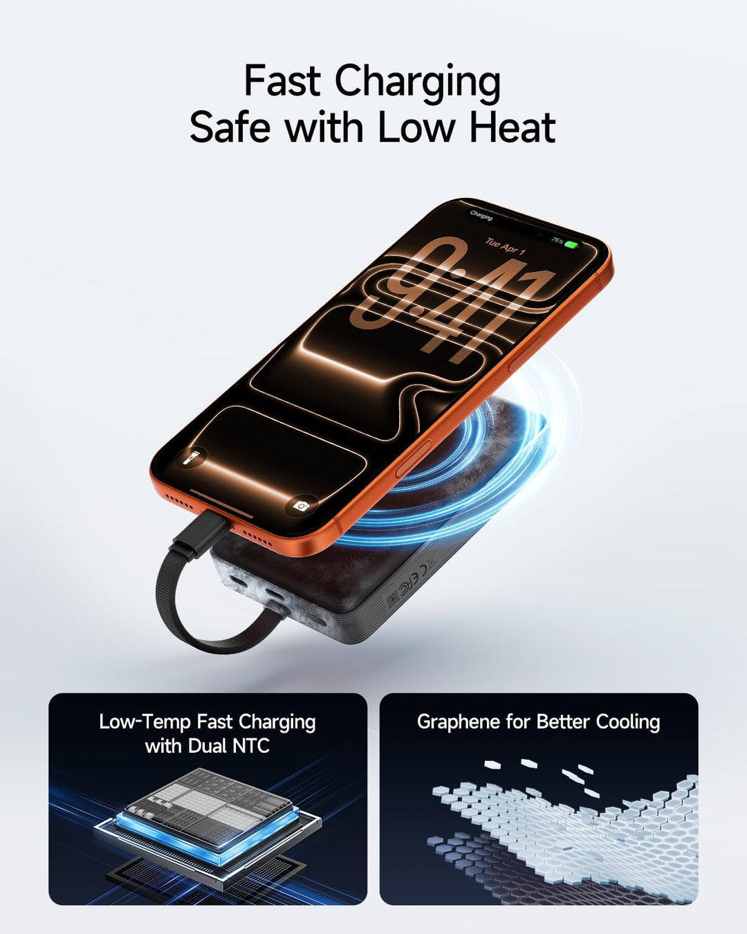 CUKTECH - Banco de energía magnético de 10000 mAh, cargador inalámb...