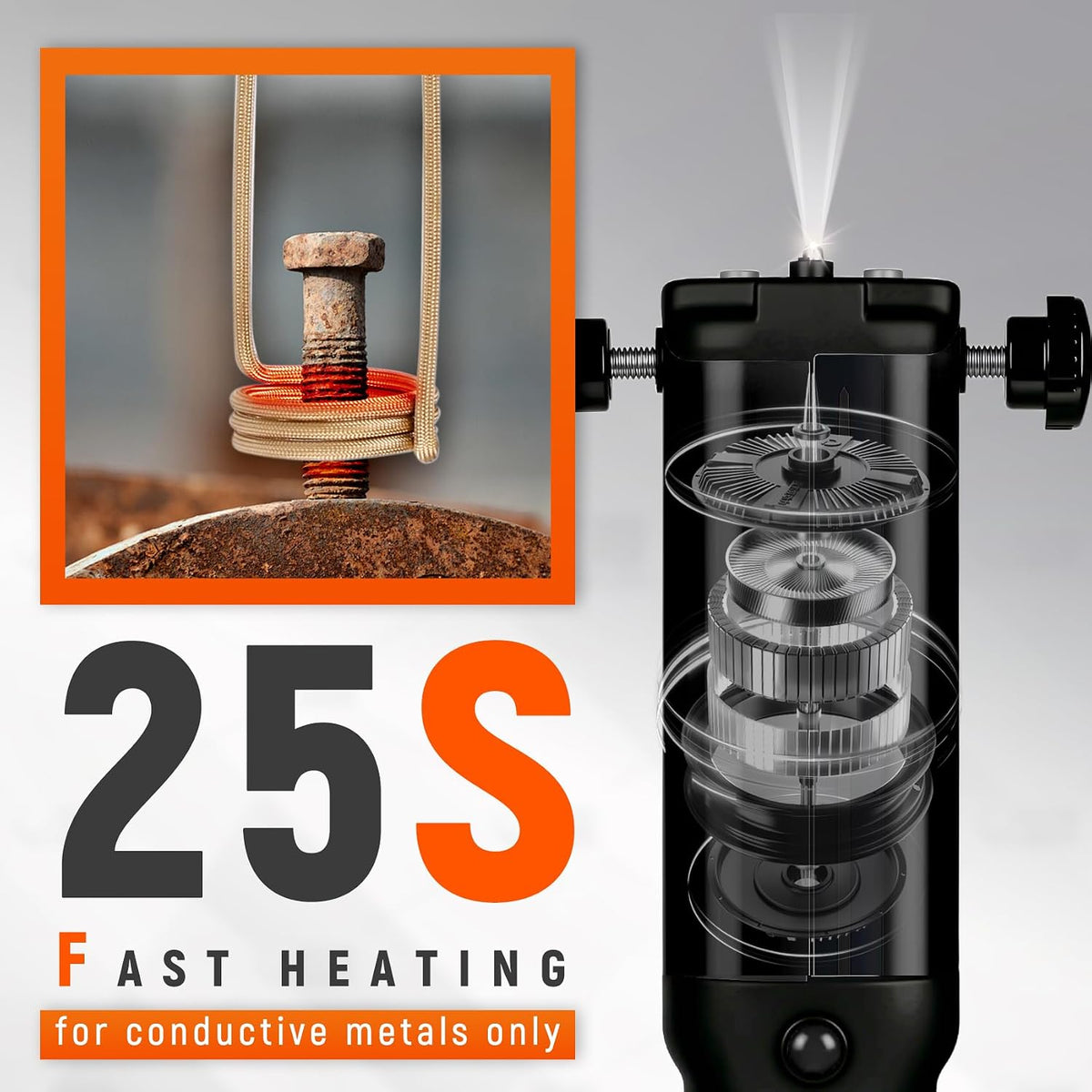 Herramienta de extracción de pernos por inducción, 1500W 110V calentador de inducción portátil magnético con 8 bobinas, herramienta calentadora de pernos de calentamiento rápido 25S para retirar tornillos oxidados, tuercas y pernos atascados