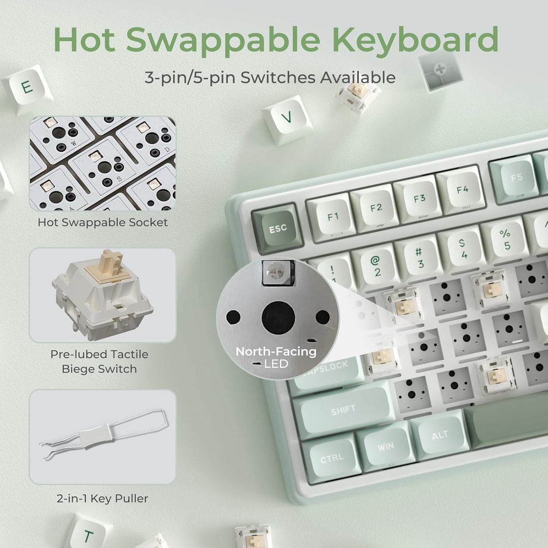 RK ROYAL KLUDGE R98 Pro Teclado mecánico cremoso, teclado para jueg...