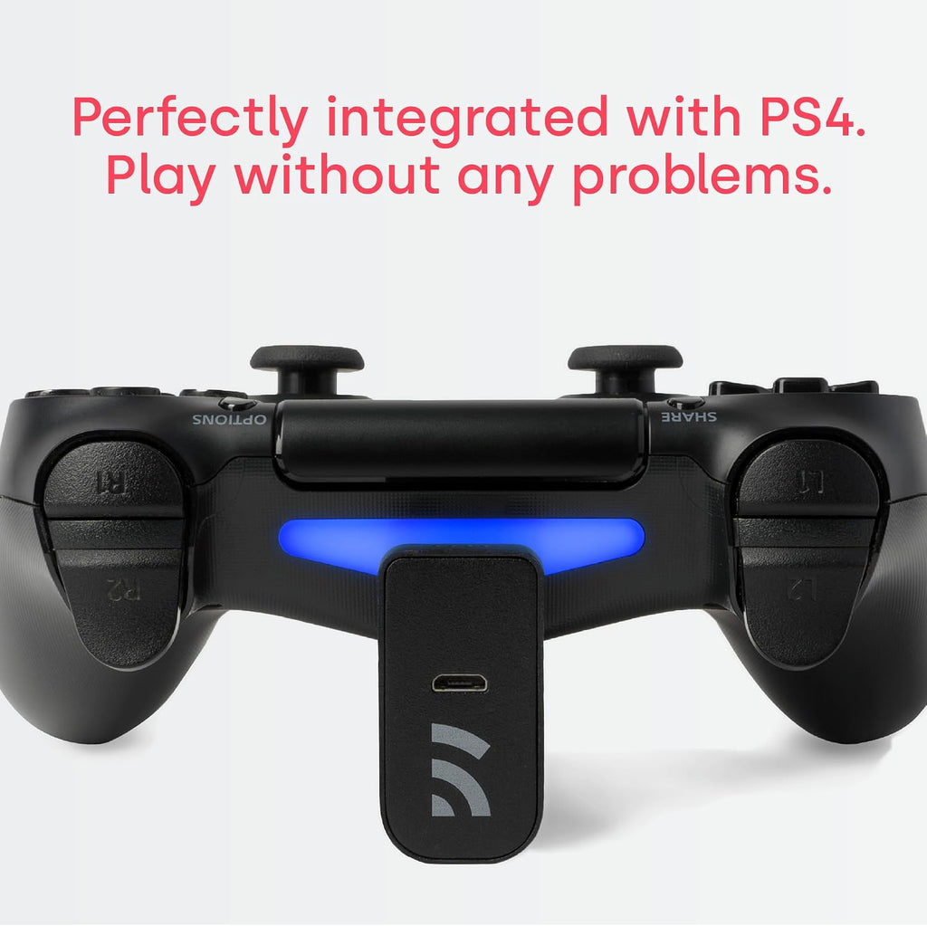 4 - Cargador inalámbrico para controlador PlayStation 4, batería portátil para DualShock 4, jugar mientras se carga, +12 horas de duración de la batería, accesorio PS4