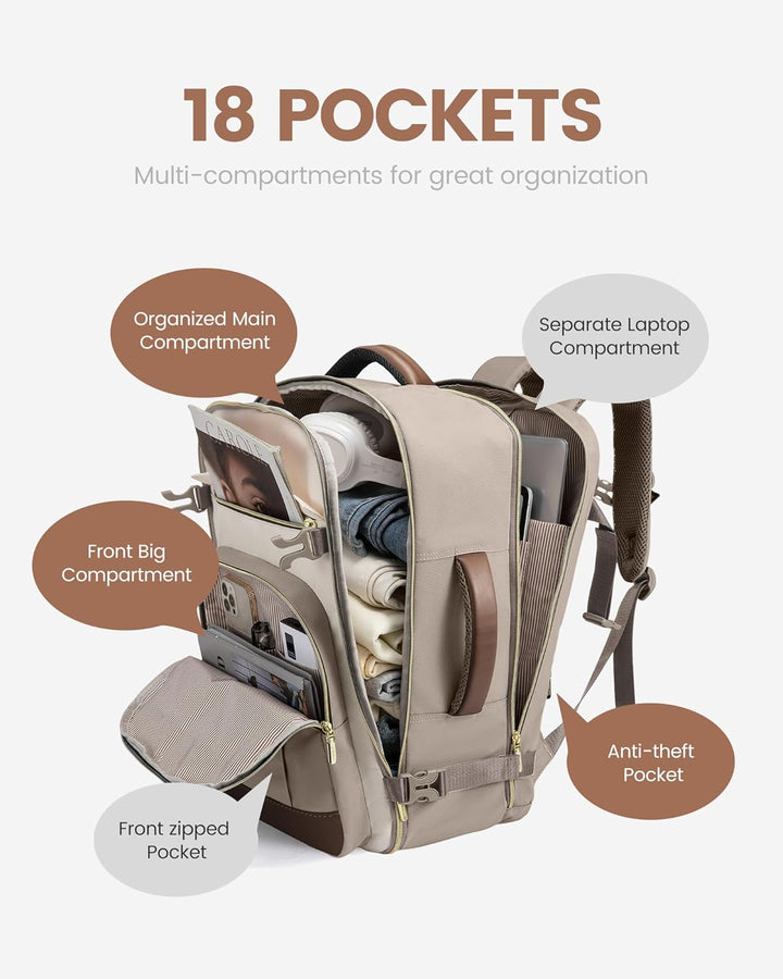 LOVEVOOK Mochila de viaje de 50L para mujeres y hombres, mochila de...
