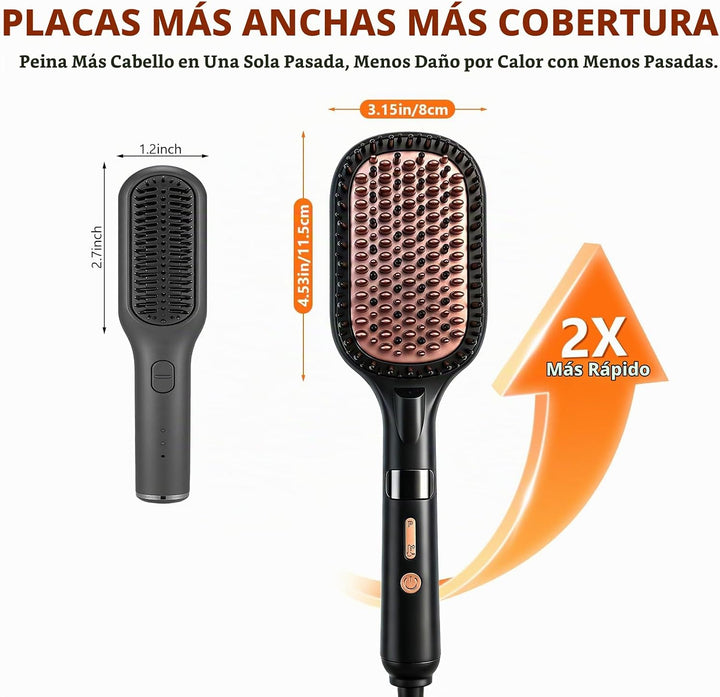 Cepillo alisador de pelo, peine grande con calefacción para alisar...