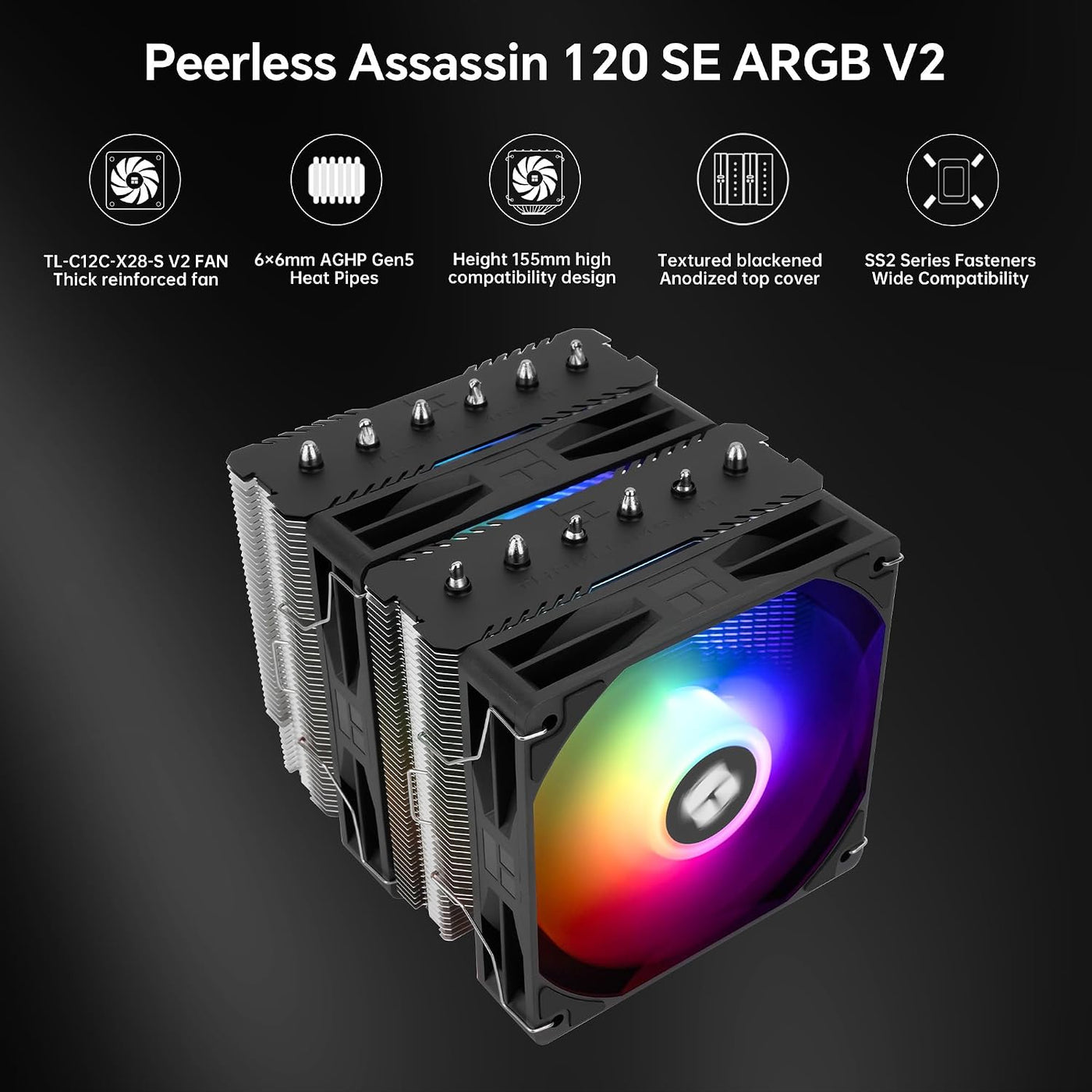 Thermalright Peerless Assassin 120 SE ARGB V2 Enfriador de CPU, ven...