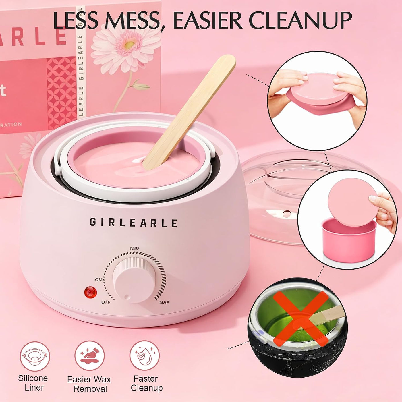 Kit de depilación para mujeres y hombres, GIRLEARLE calentador de c...