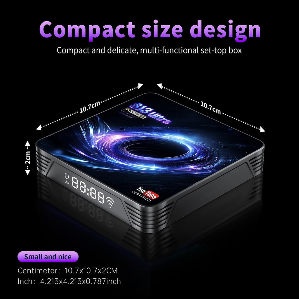 Android TV Box 14.0, YouTube certificado 4K 4GB/32GB RK3539 10/100M Ethernet