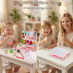 Ehome - Juguete plegable de helado para niños, juego de comida con pantalla de almacenamiento, juego de helados para niños pequeños, regalos de cumpleaños para niñas de 3 a 6 años (rosa)