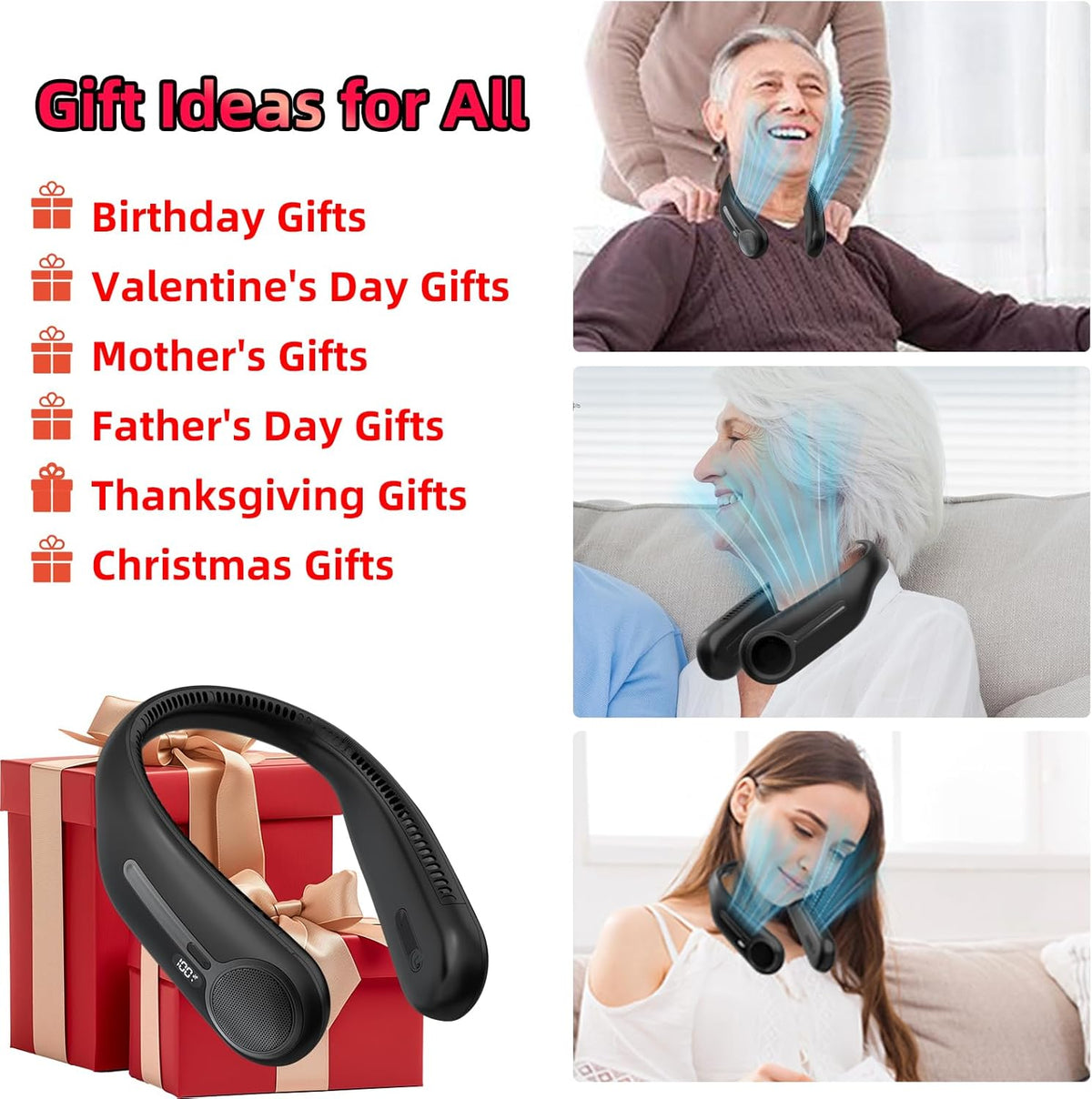 Ventilador de cuello portátil, manos libres, ventilador personal si...
