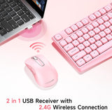 memzuoix Combo de teclado y mouse inalámbricos, juego ergonómico de...