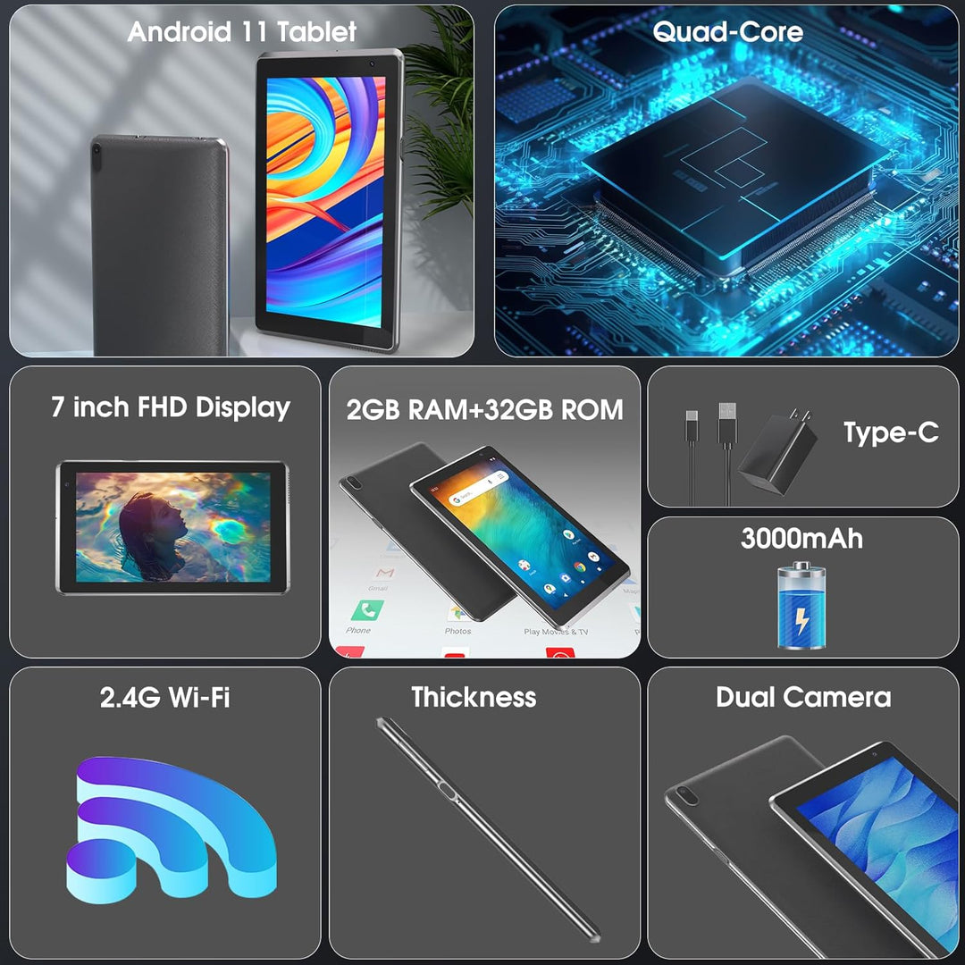 RUIQIAI Tablet de 7 pulgadas, Tablet Android con, 2GB+32GB+1TB (Exp...