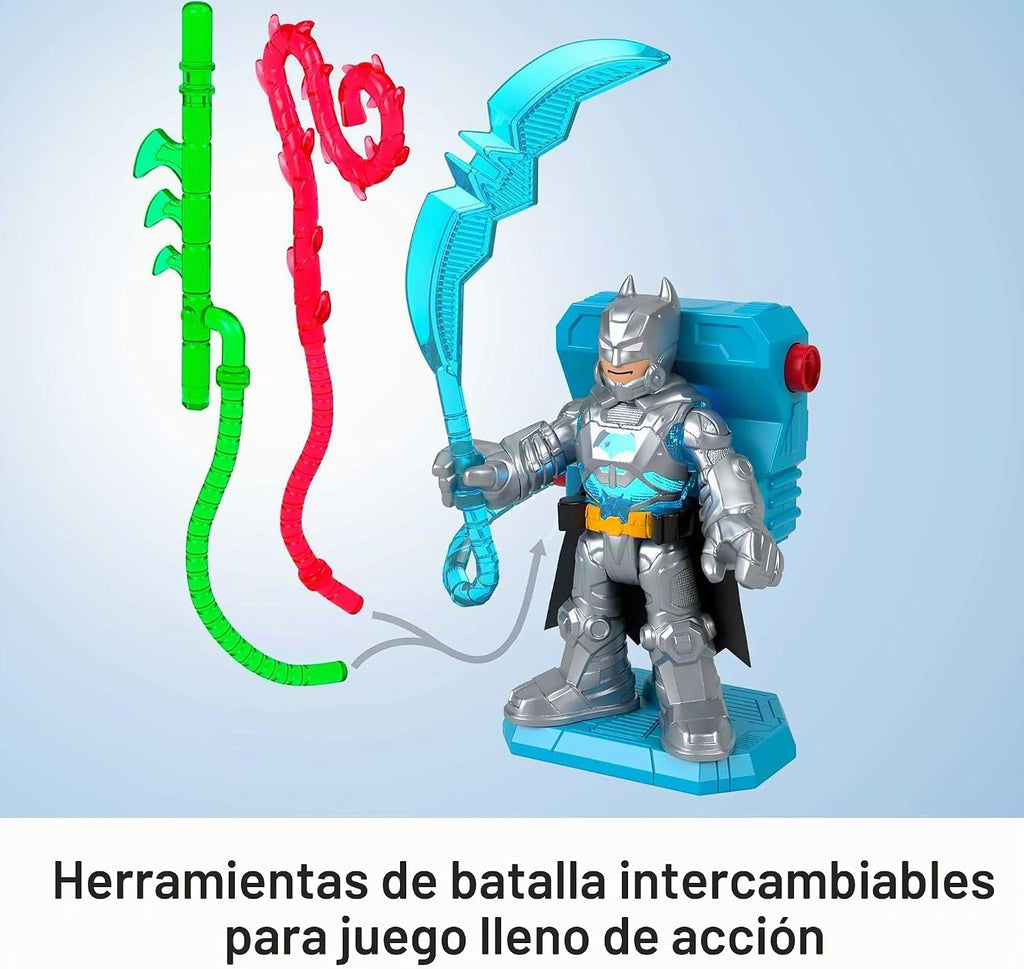 Fisher-Price Imaginext DC Super Friends Juguetes Preescolares Batman Battle Multipack Juego de 9 Figuras con Mochila Iluminada para Niños de 3+ Años