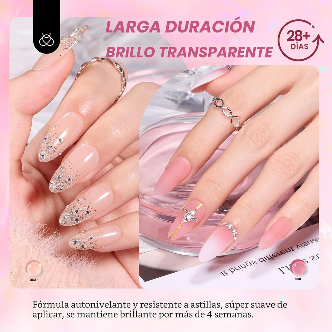 Beetles - Juego de esmaltes de uñas de gel rosa nude - 25 piezas, 2...