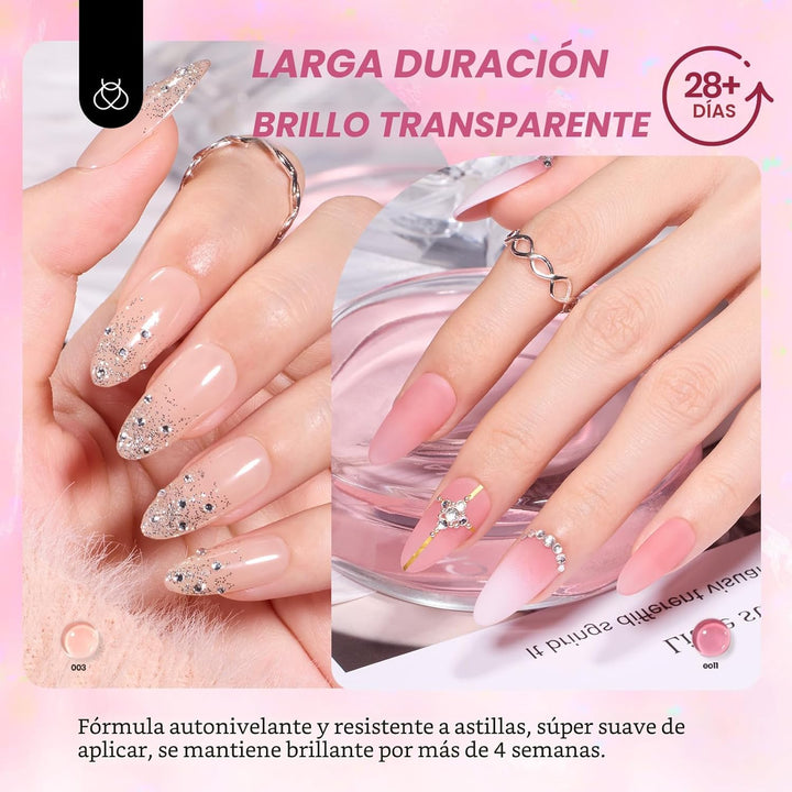 Beetles - Juego de esmaltes de uñas de gel rosa nude - 25 piezas, 2...