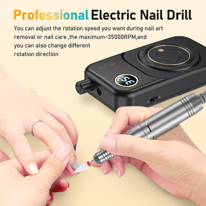 Lima de uñas eléctrica portátil: 35 000 RPM, máquina profesional re...