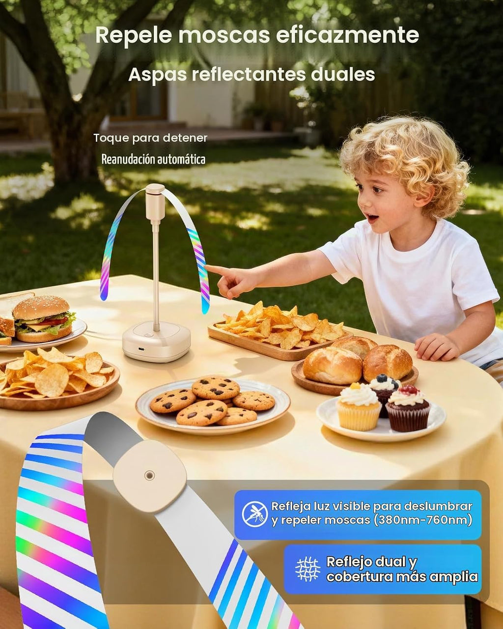 Edvision Fly Fans para mesas, ventilador de alimentos recargable de...