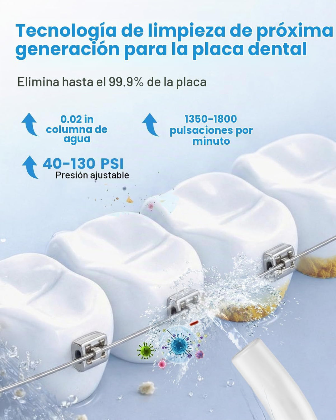 JTF Irrigador bucal portátil para dientes: 3 modos y 10 niveles de...