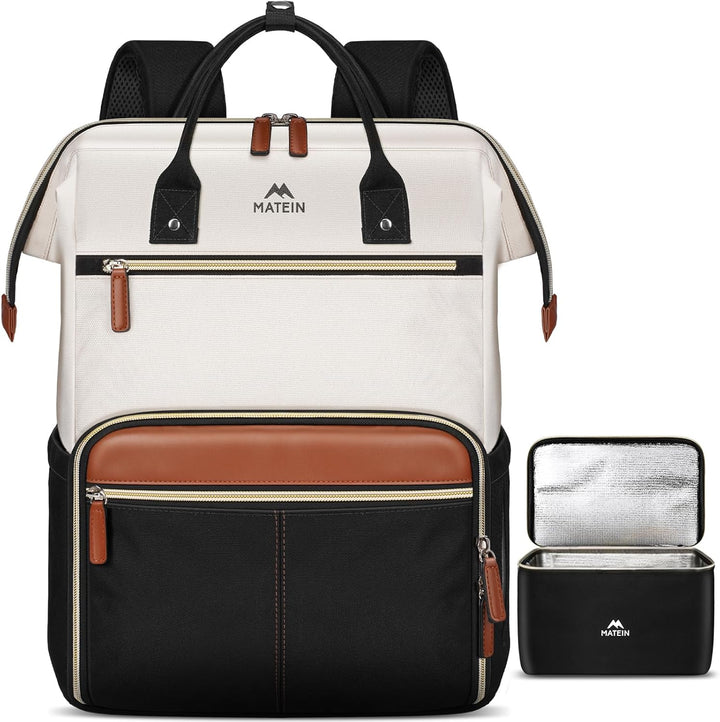 MATEIN Mochila para portátil con lonchera, mochila de almuerzo de 1...
