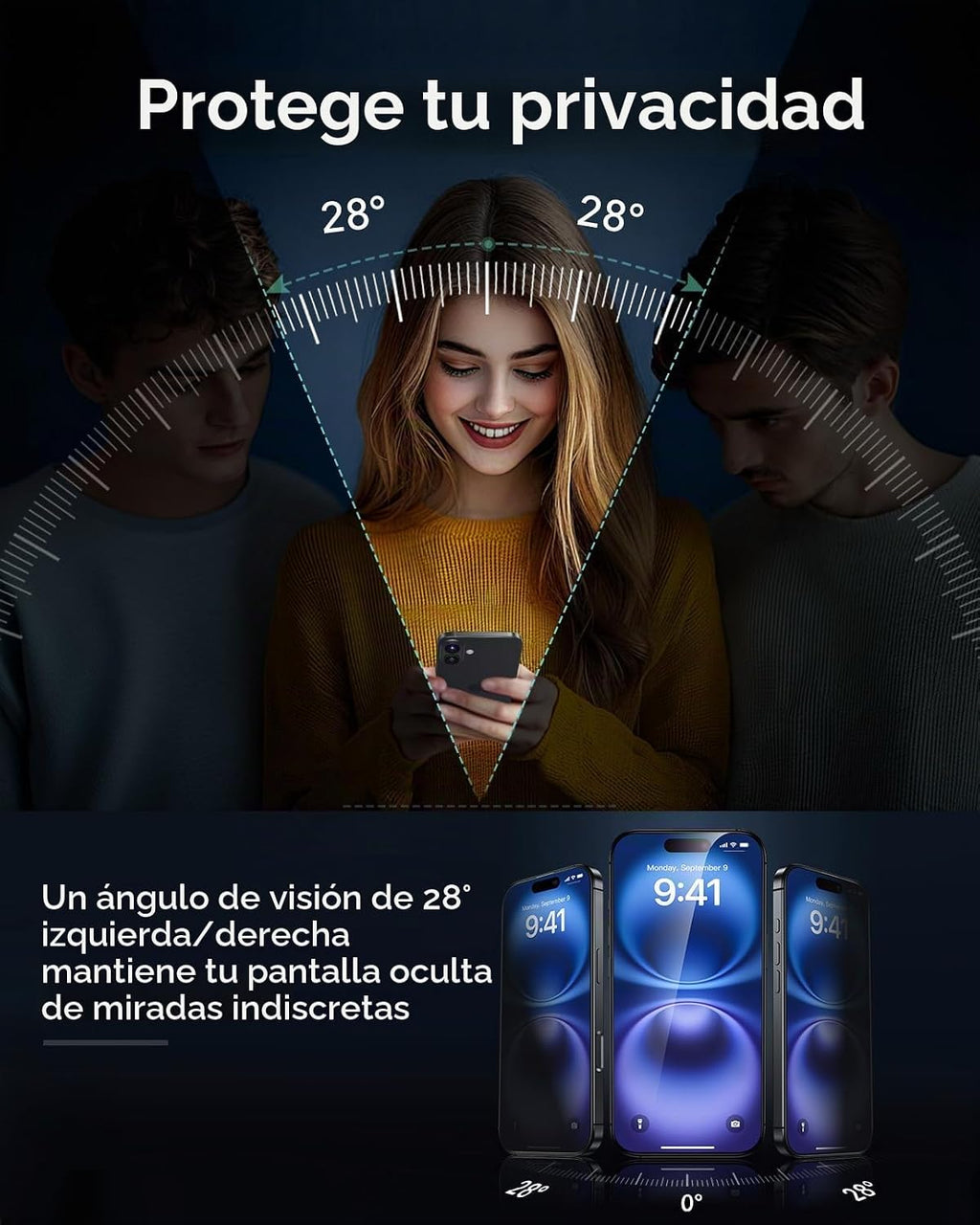 ESR Paquete de 3 Protectores de Pantalla de Privacidad para iPhone 16/15, Armorite