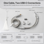Split Dual 8K Gaming Cable AM Edition 1.4m / 4.6 ft (4.6 pies), conexión dual de alta velocidad, baja latencia, compatible con dispositivos USB tipo C, malla duradera de alambre plateado