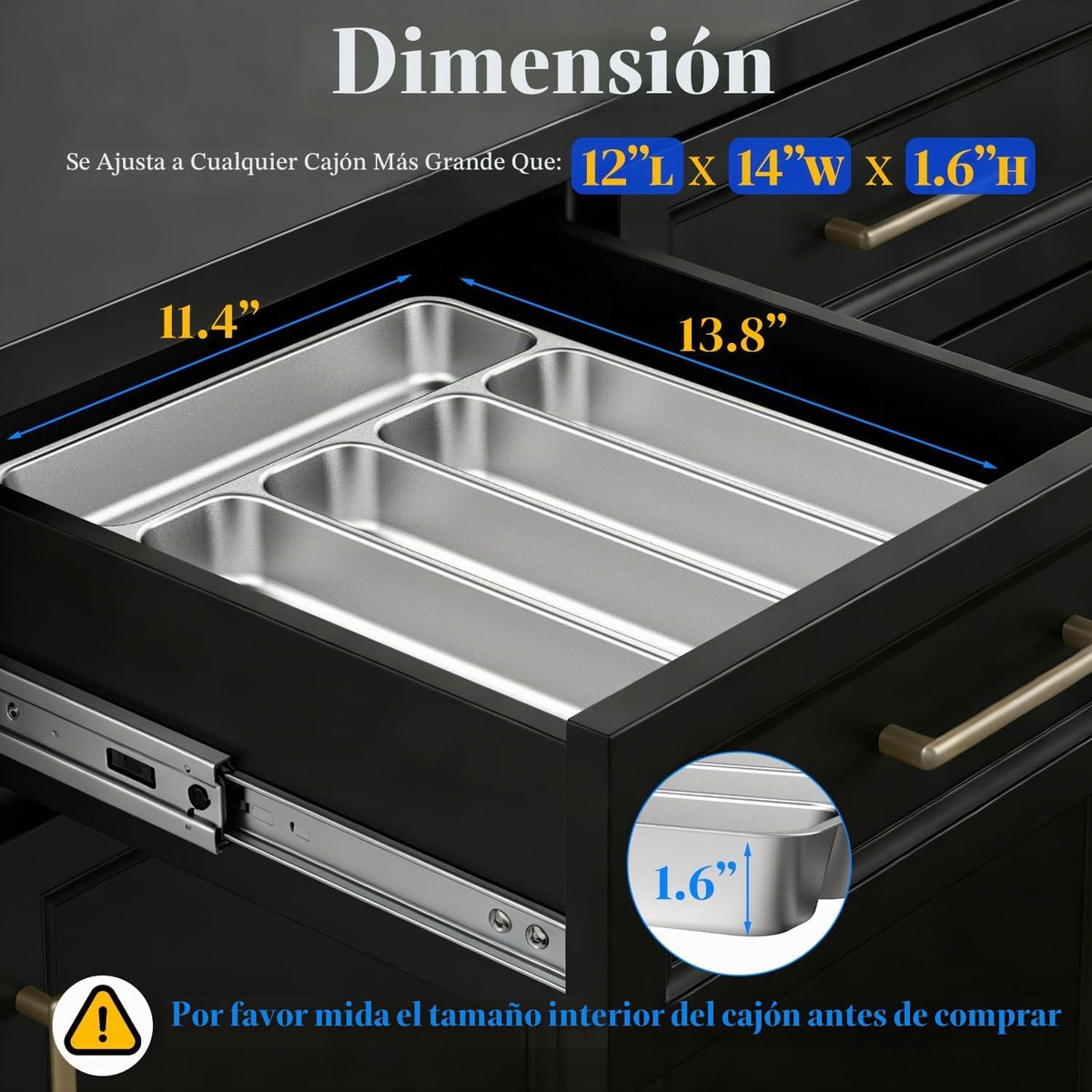 Organizador de cubiertos, acero inoxidable, apto para lavavajillas