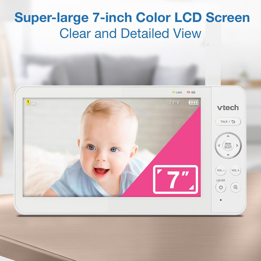 VTech Monitor de video para bebés con pantalla LCD a color de 7"...