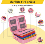 Caja de Documentos a Prueba de Fuego con Cierre, Carpeta Fija Resistente al Agua (Rosa - Maletín)