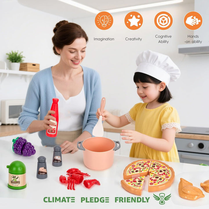 80 piezas de juego de cocina de simulación para niños pequeños, jue...