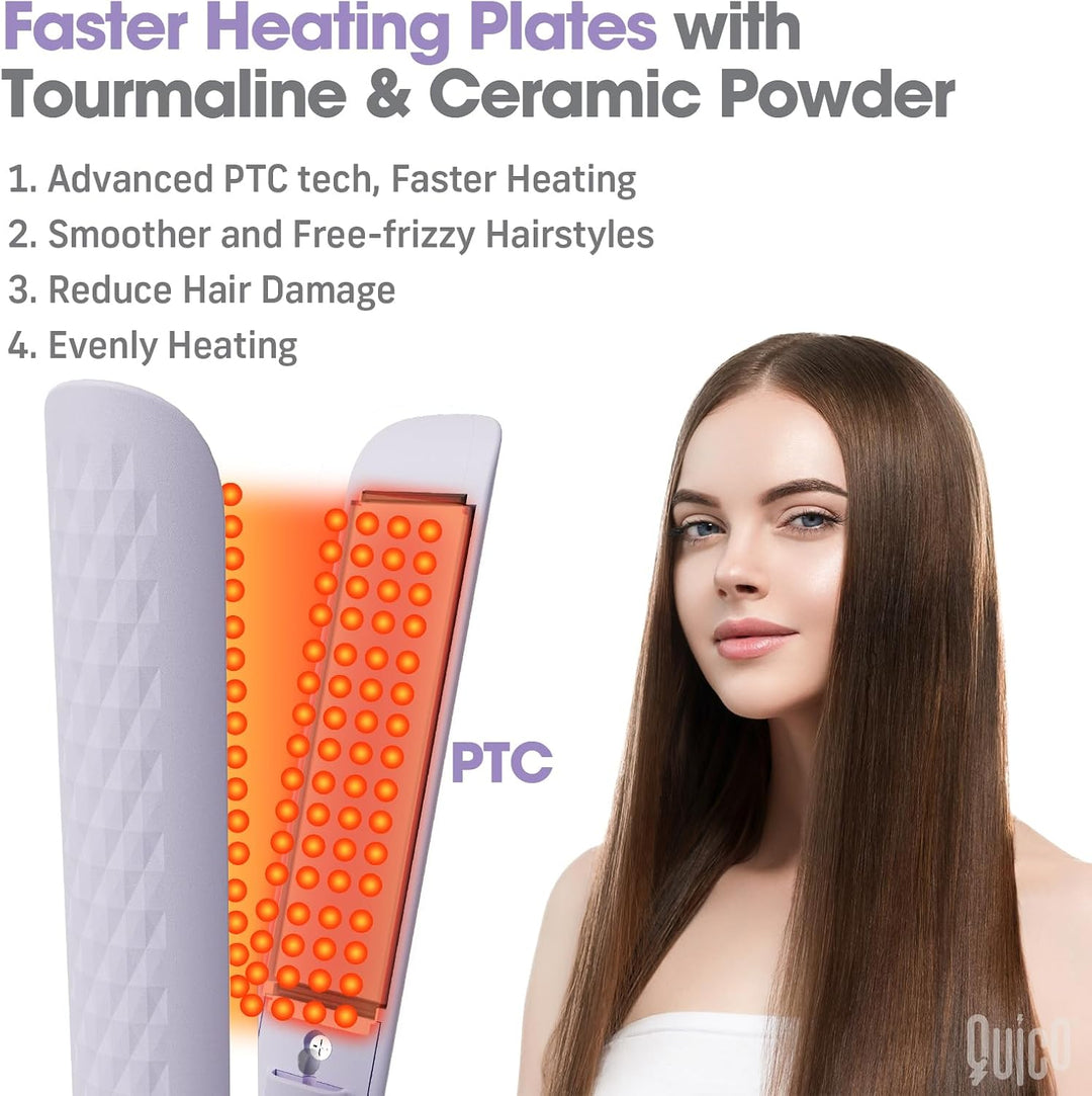 Quico Plancha para el cabello, alisadora de cabello de viaje global...