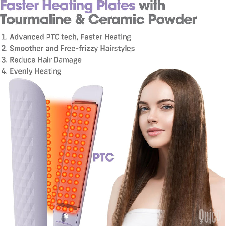Quico Plancha para el cabello, alisadora de cabello de viaje global...