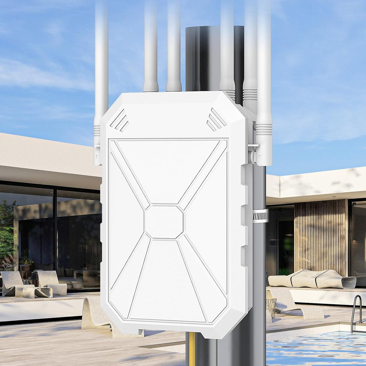 AX1800 Extensor WiFi 6 para exteriores, extensor de señal WiFi para exteriores de alta potencia, punto de acceso WiFi de largo alcance, IP67 resistente a la intemperie, con PoE, para Starlink, patio