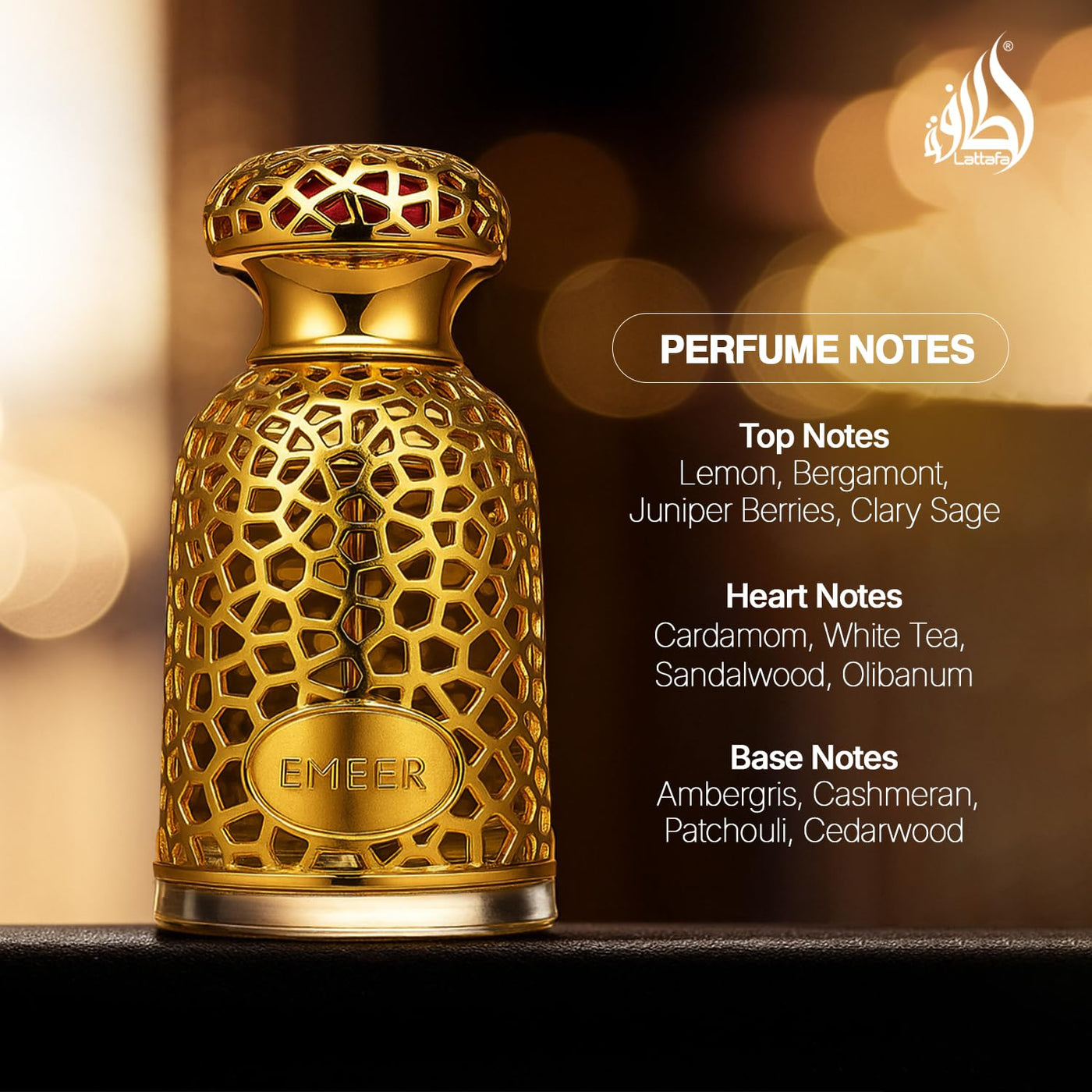 Lattafa Emeer Eau de Parfum Spray para Unisex, 3.4 onzas