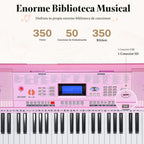 Eastar Kit de piano de teclado electrónico de 61 teclas para principiantes, piano electrónico digital para niños con soporte, banco, soporte de música y micrófono, rosa, instrumento musical, regalos de cumpleaños para niños, niñas e hija